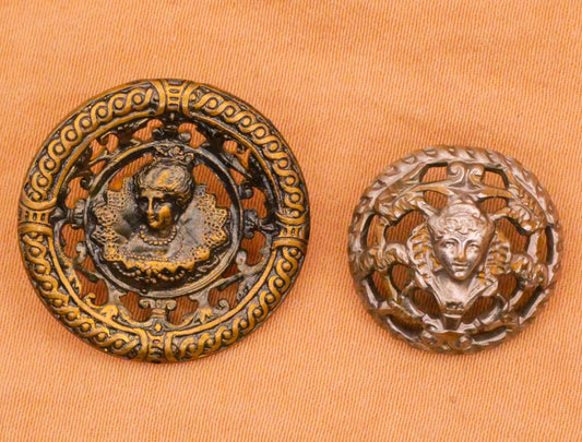 Mary Queen of Scots Portrait Victorian Pierced Metal Button Various 17-22mm
