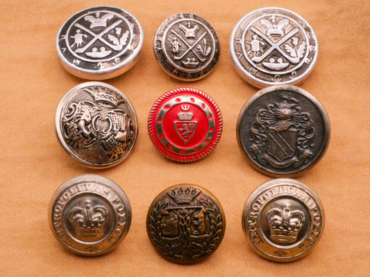 Crown Motif Design Metal Button Various 15-19mm