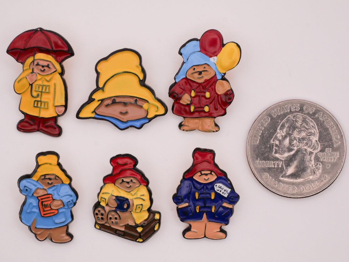 Paddington Bear Raincoat Hat Enamel Metal Button Various 14-26mm