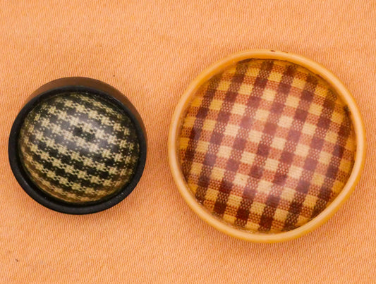 Gingham Plaid Celluloid Early Plastic Vintage Button Various 18-26mm