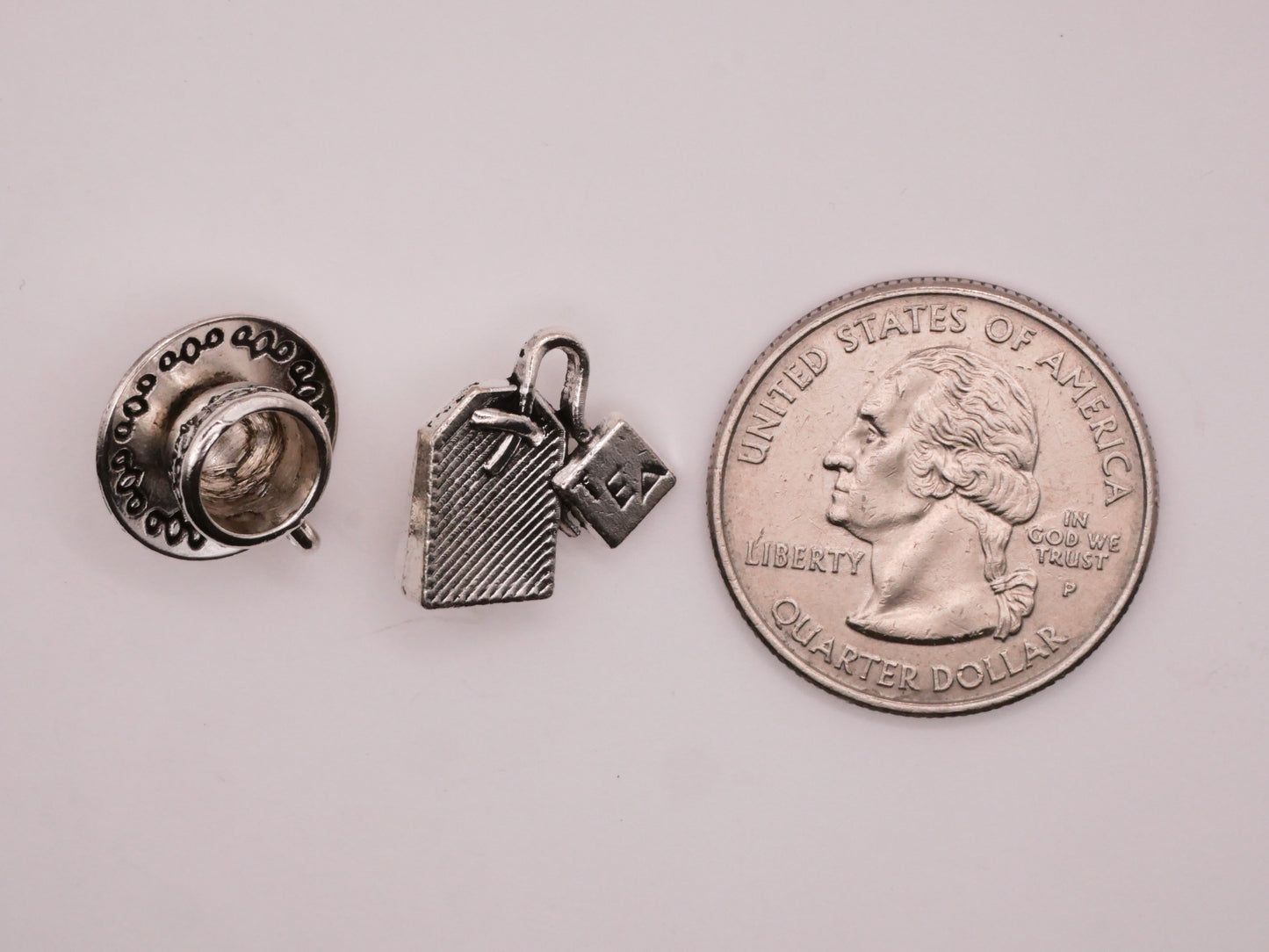 Tea and Teacup Realistic Silver Metal Pair of Buttons 14-15mm