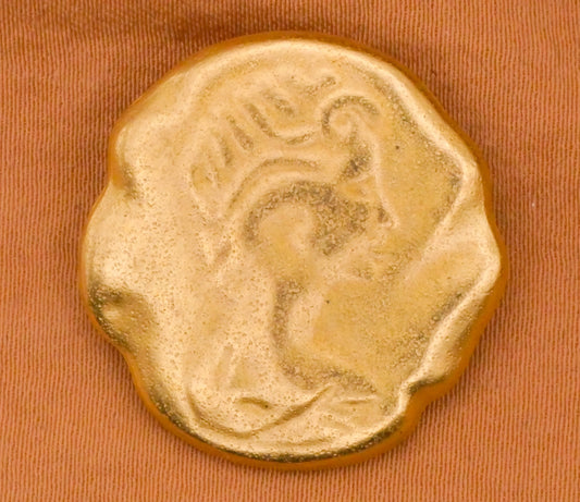 Queen Elizabeth Royalty Soft Gold Metal Button 25mm