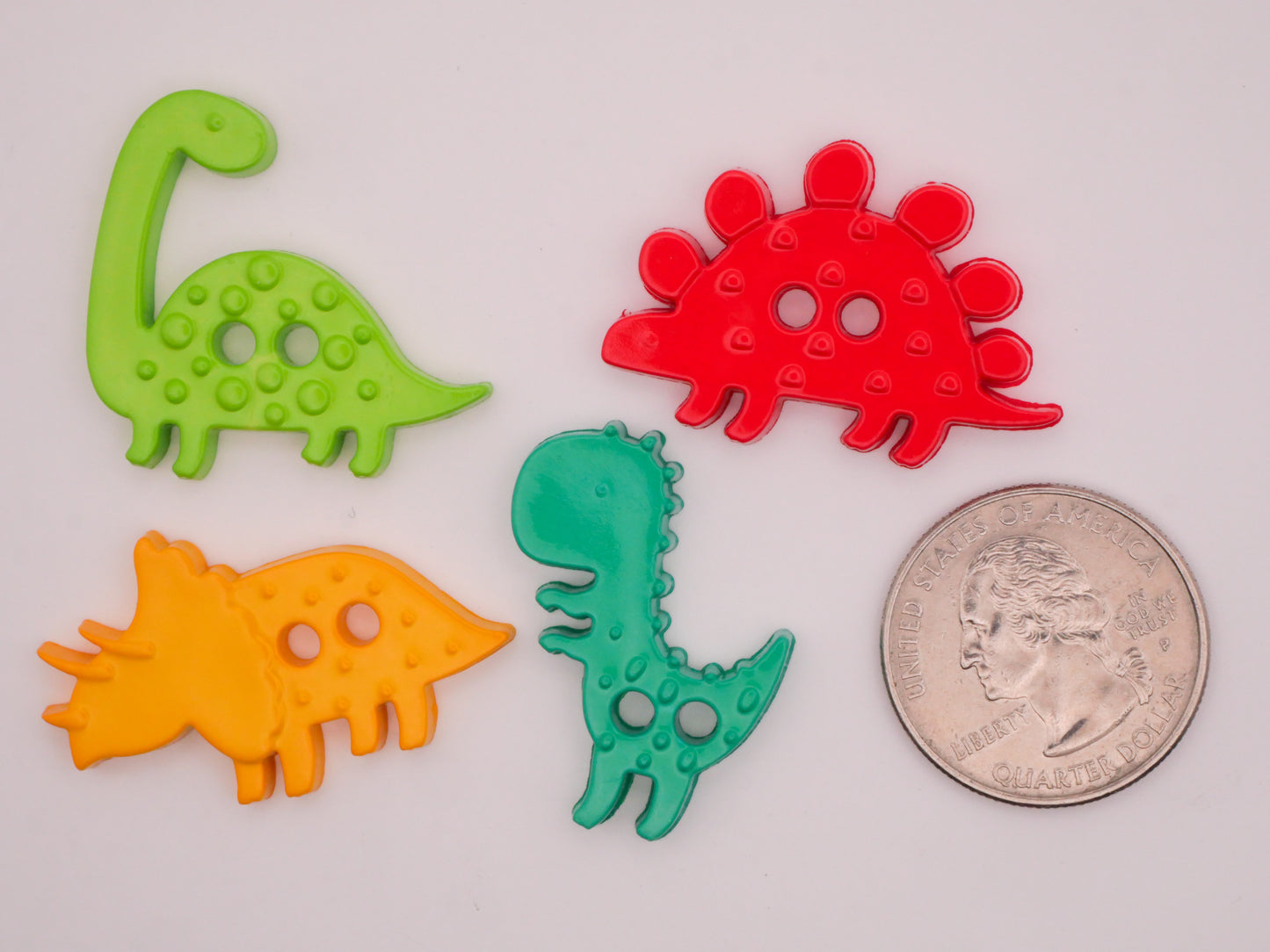 Dinosaur Dinos Colorful Plastic Sew-Thru Assorted Set of Ten Buttons 20-37mm