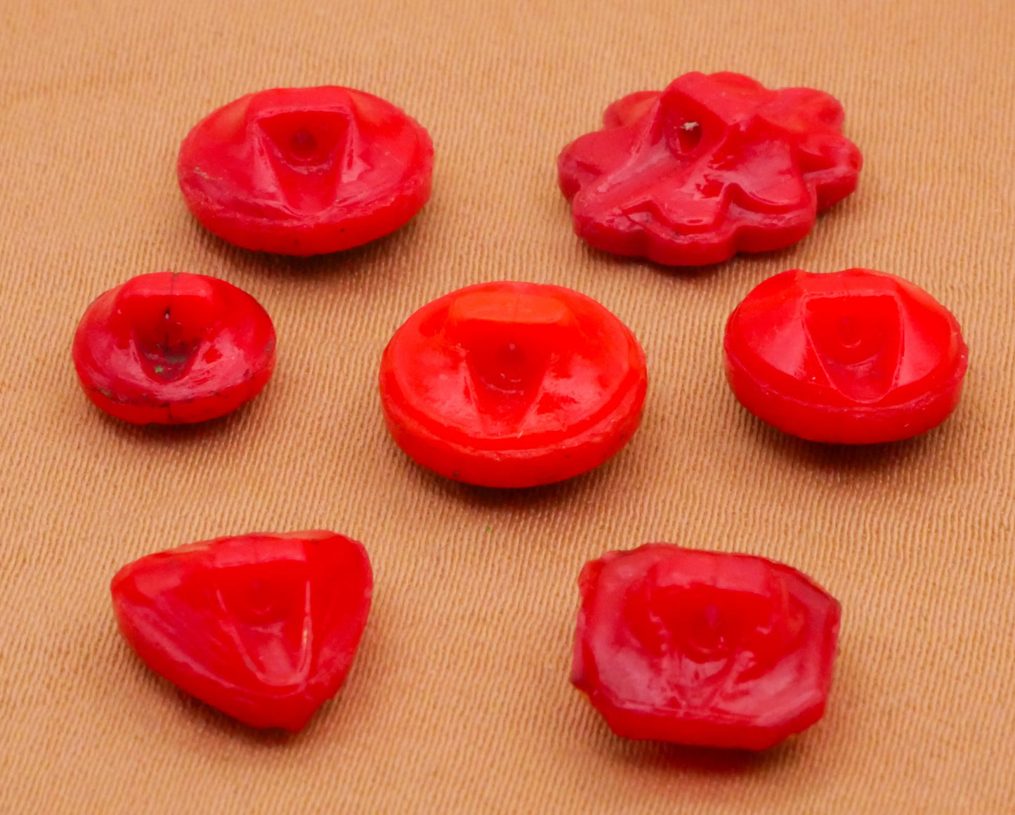 India Asia Inspired Red Glass Hand-Painted Button Various 9-13mm