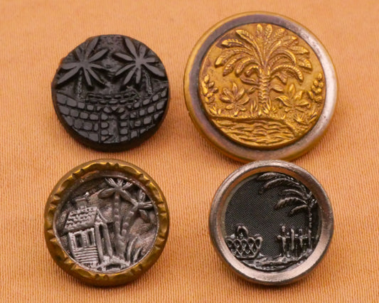 Palm Tree Landscape Antique Picture Button Various 13-18mm
