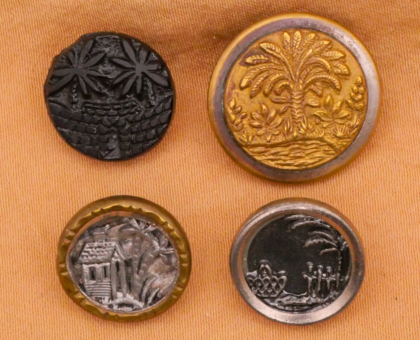 Palm Tree Landscape Antique Picture Button Various 13-18mm