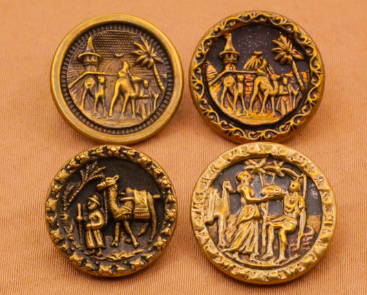 Camel People Palm Tree Landscape Victorian Picture Button Various 16-18mm