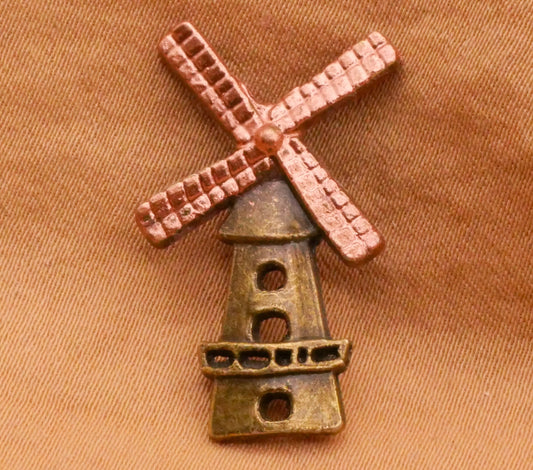 Windmill Realistic Bronze Copper Metal Button 16x27mm