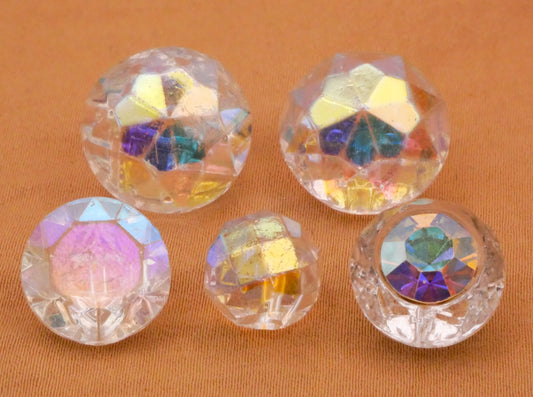 Iridescent Clear Glass Vintage Button Various 10-16mm