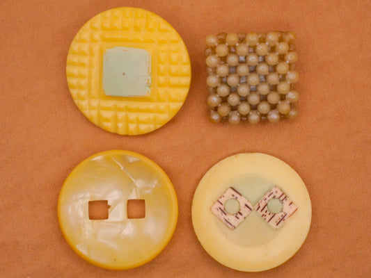 Butter Square Motif Celluloid Early Plastic Button Various 21-30mm
