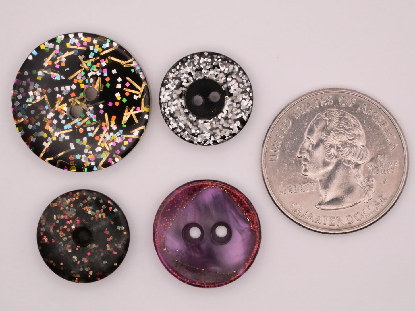 Glitter Confetti In Plastic Sew-Thru Button Various 15-23mm