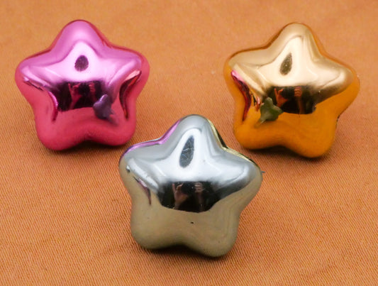 Star Foil Balloon Look Plastic Assorted Set of Three Buttons 15mm