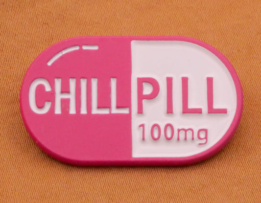 Chill Pill Medication Pink Verbal Enamel Metal Button 18x31mm