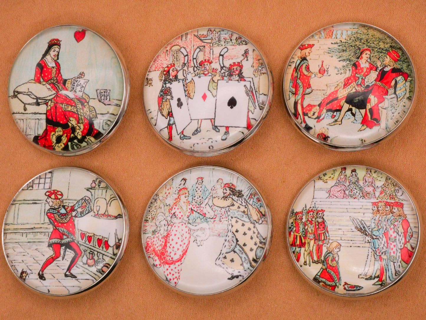 Queen of Hearts Tarts Illustration Glass Dome Silver Metal Button Various 27mm