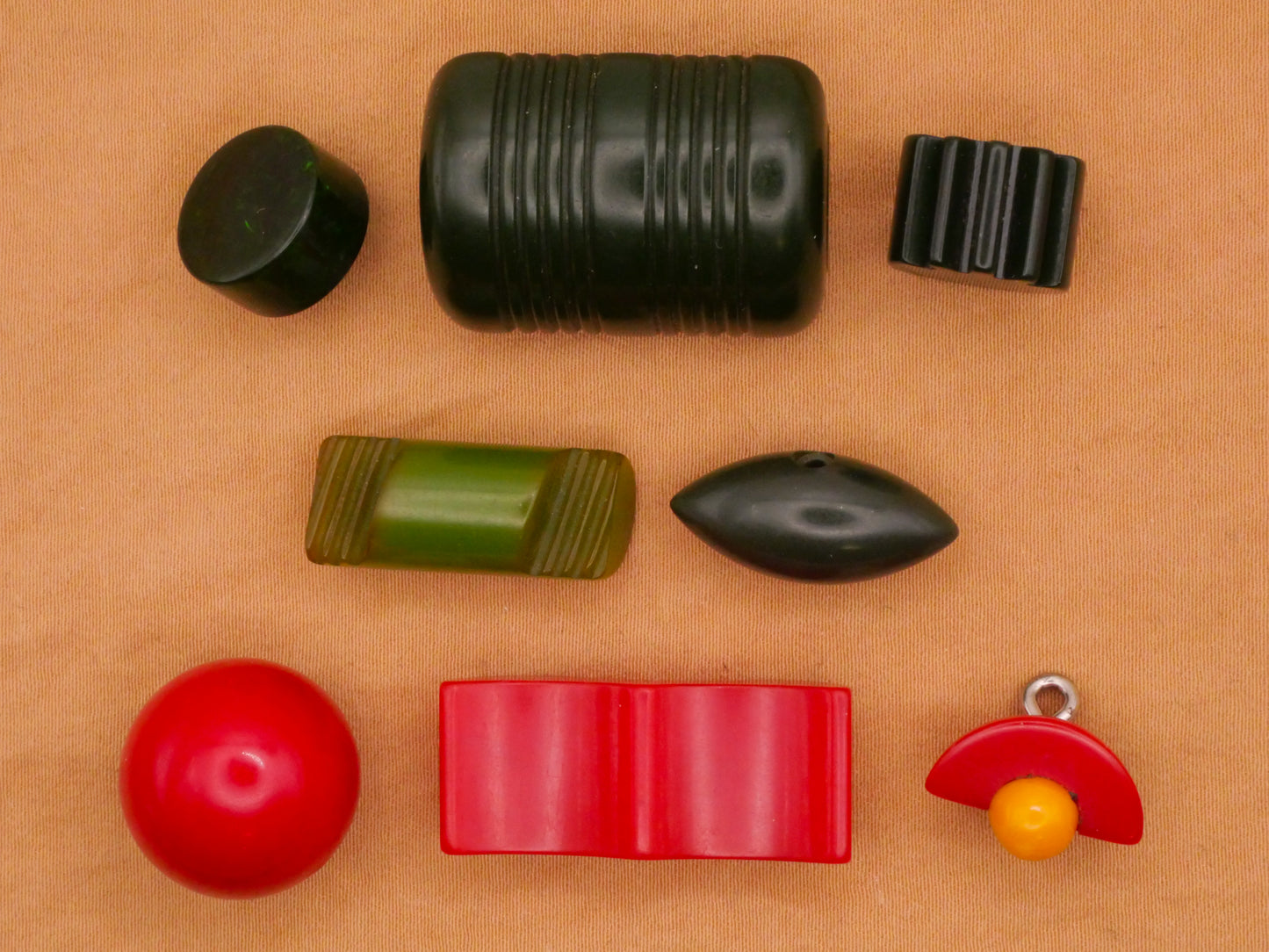 Green or Red Bakelite Industrial Look Early Plastic Button Various 9-29mm