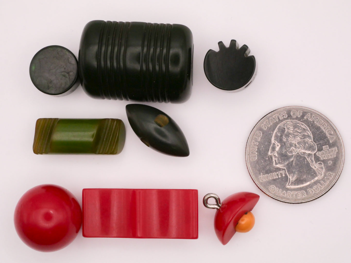 Green or Red Bakelite Industrial Look Early Plastic Button Various 9-29mm