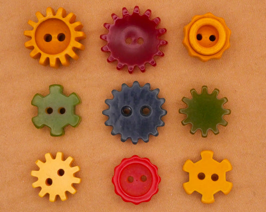 Gear Spokes Bakelite Early Plastic Vintage Button Various 12-17mm
