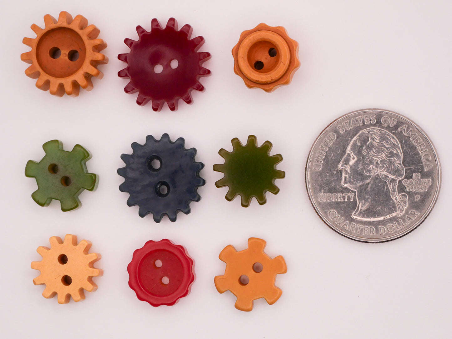 Gear Spokes Bakelite Early Plastic Vintage Button Various 12-17mm