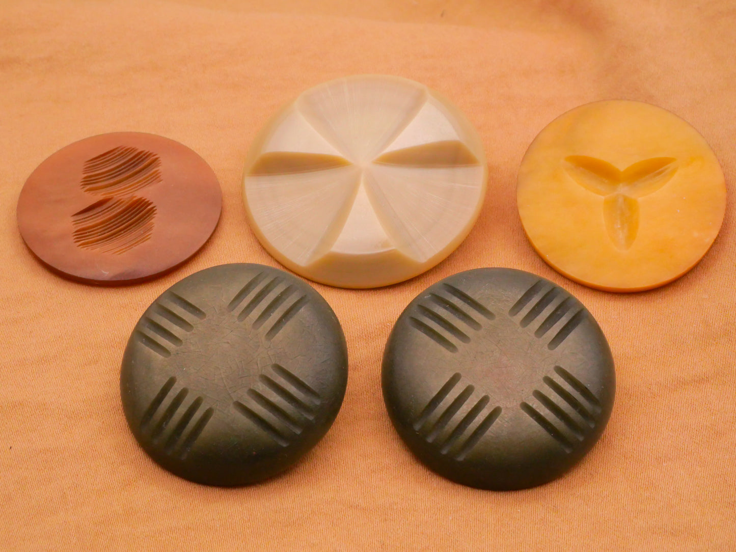Industrial Carved Look Vintage Plastic Button Various 34-41mm