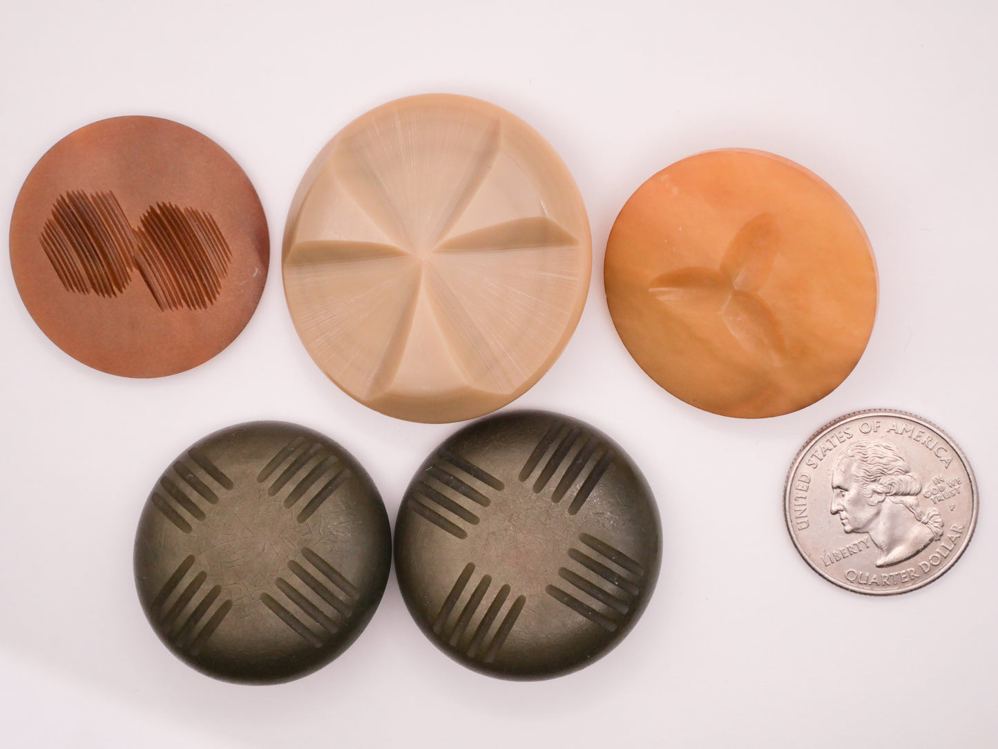Industrial Carved Look Vintage Plastic Button Various 34-41mm