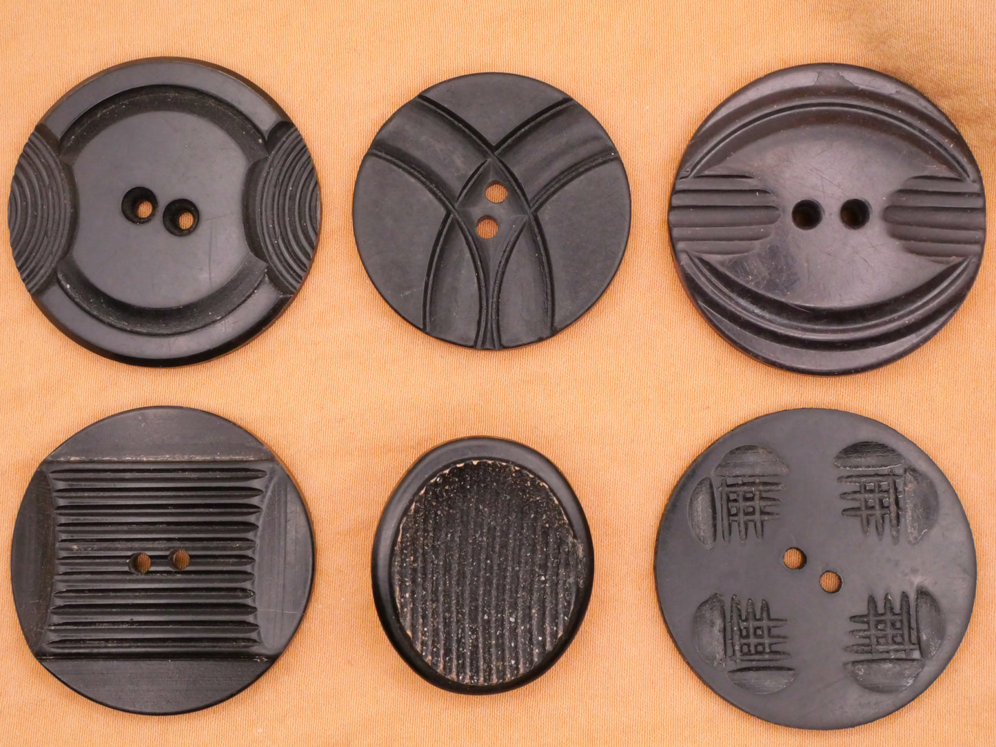 Industrial Deco Look Black Early Plastic Button Various 24-35mm