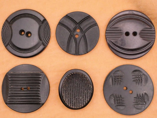 Industrial Deco Look Black Early Plastic Button Various 24-35mm
