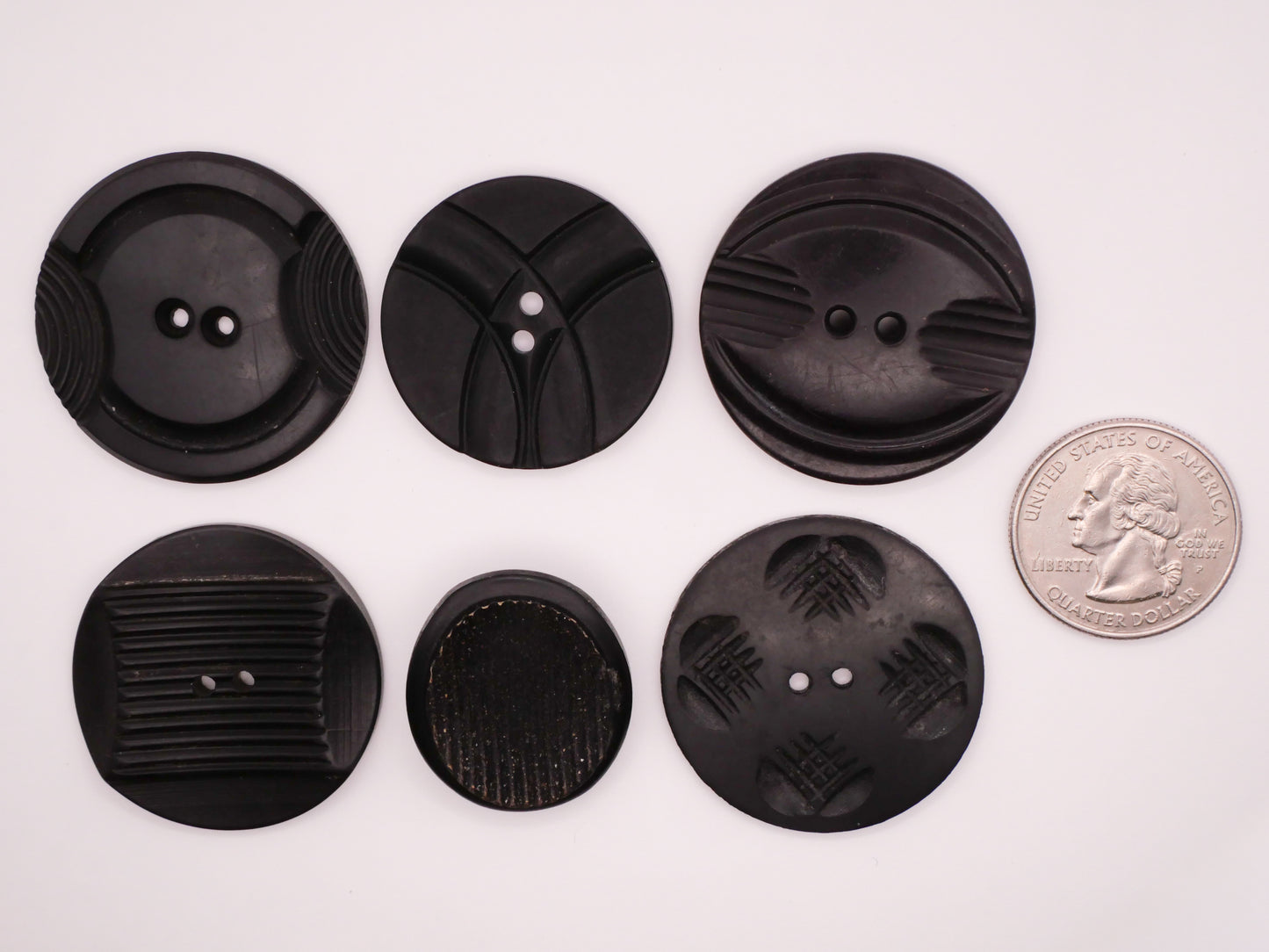 Industrial Deco Look Black Early Plastic Button Various 24-35mm
