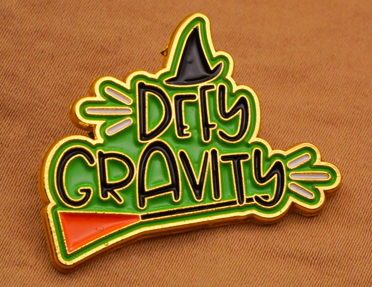 Defy Gravity Witch Theater Enamel Metal Verbal Button 24x33mm