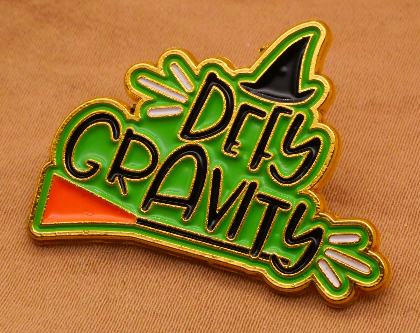 Defy Gravity Witch Theater Enamel Metal Verbal Button 24x33mm