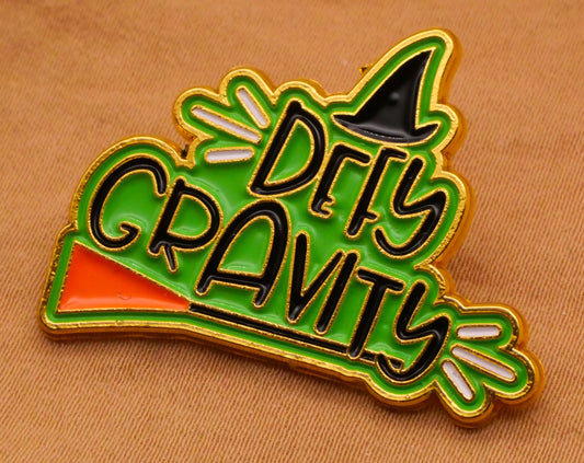 Defy Gravity Witch Theater Enamel Metal Verbal Button 24x33mm