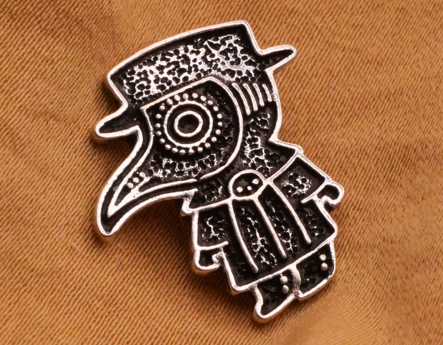 Plague Doctor Beak Antiqued Silver Metal Button 18x20mm