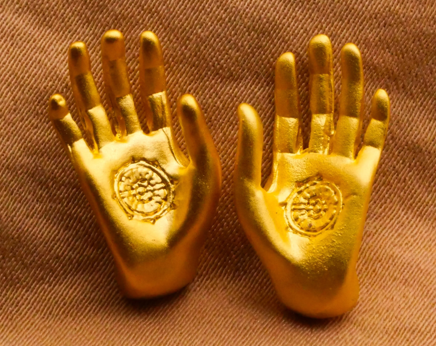 Hands Palms Gold or Silver Metal Pair of Buttons 9x19mm