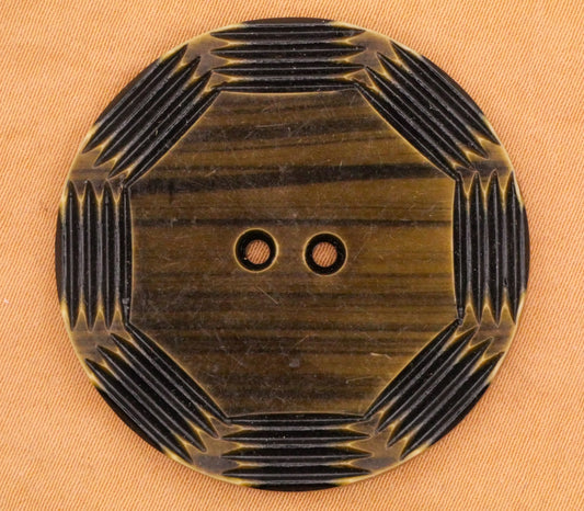 Spider Web Look Green Celluloid Early Plastic Large Button 38mm
