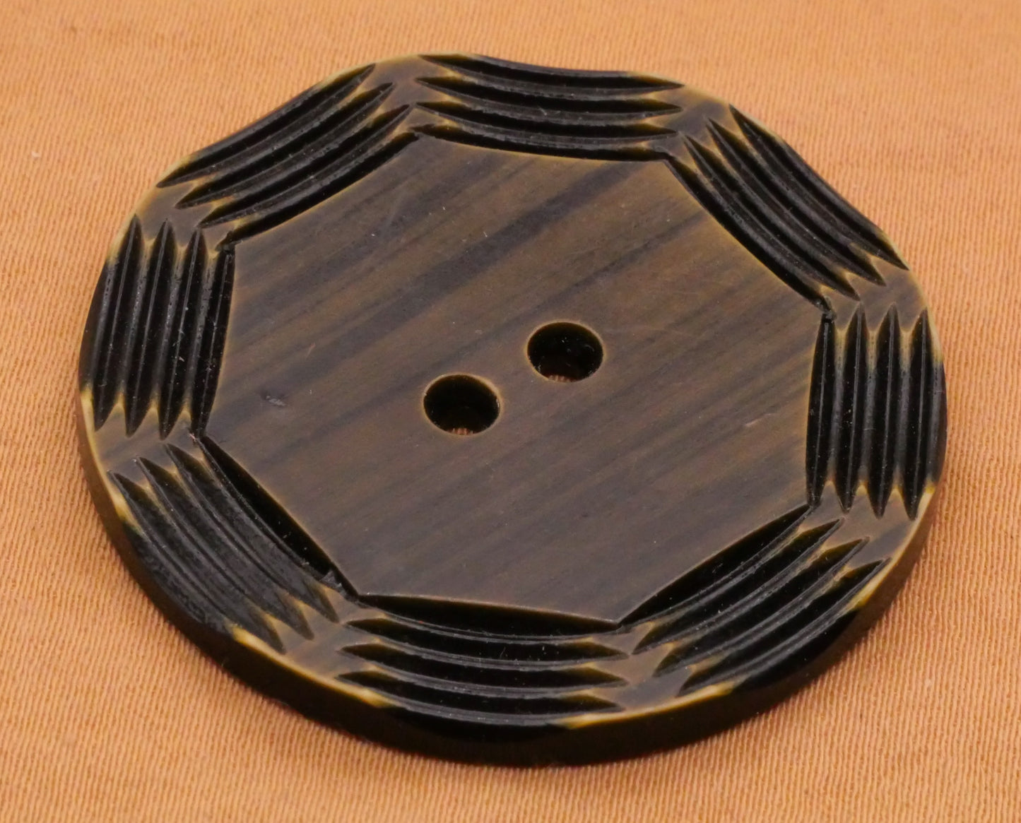 Spider Web Look Green Celluloid Early Plastic Large Button 38mm