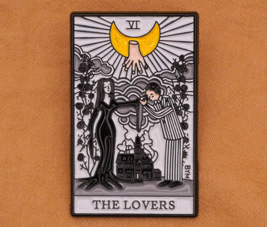 The Lovers Tarot The Addams Family Enamel Metal Large Button 22x36m
