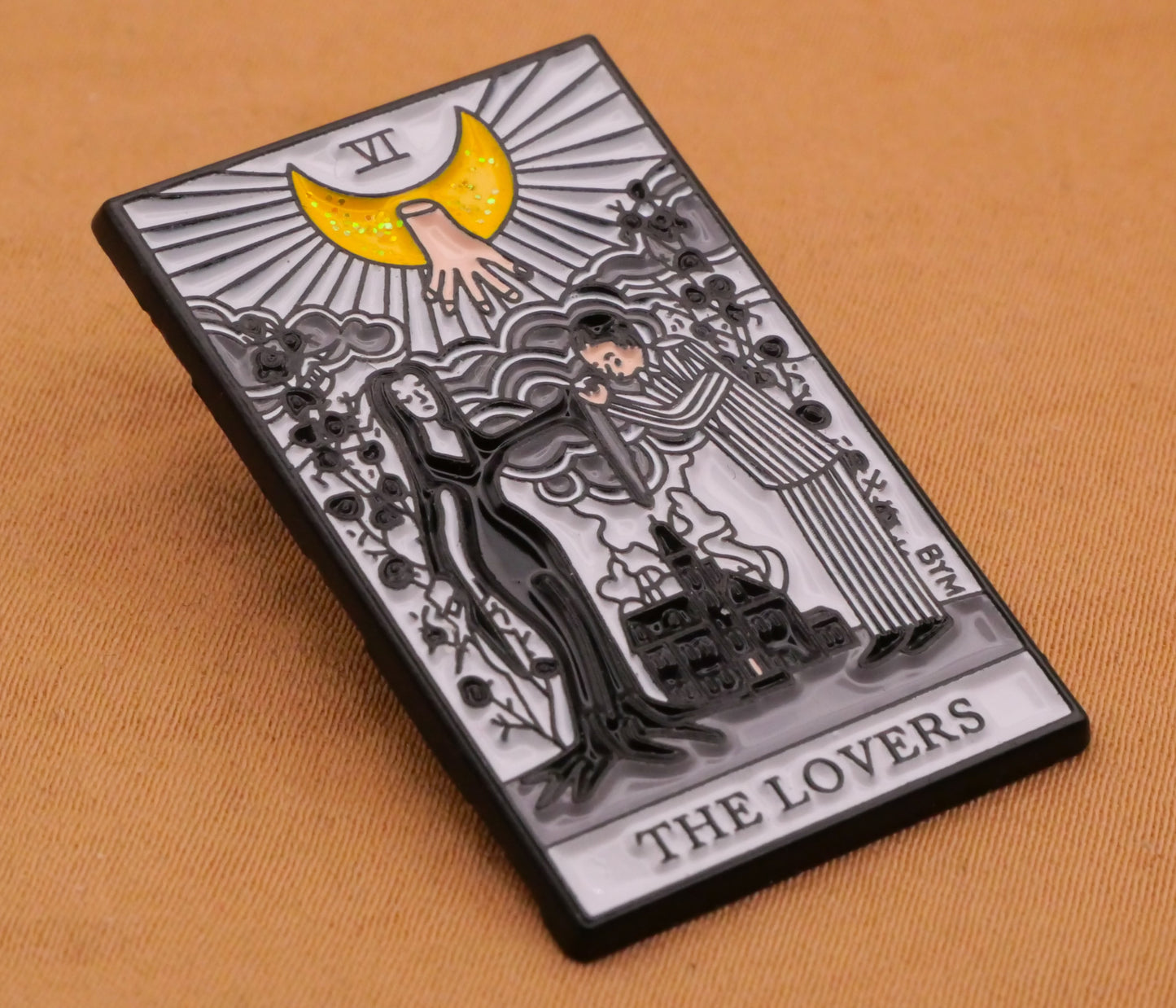 The Lovers Tarot The Addams Family Enamel Metal Large Button 22x36m