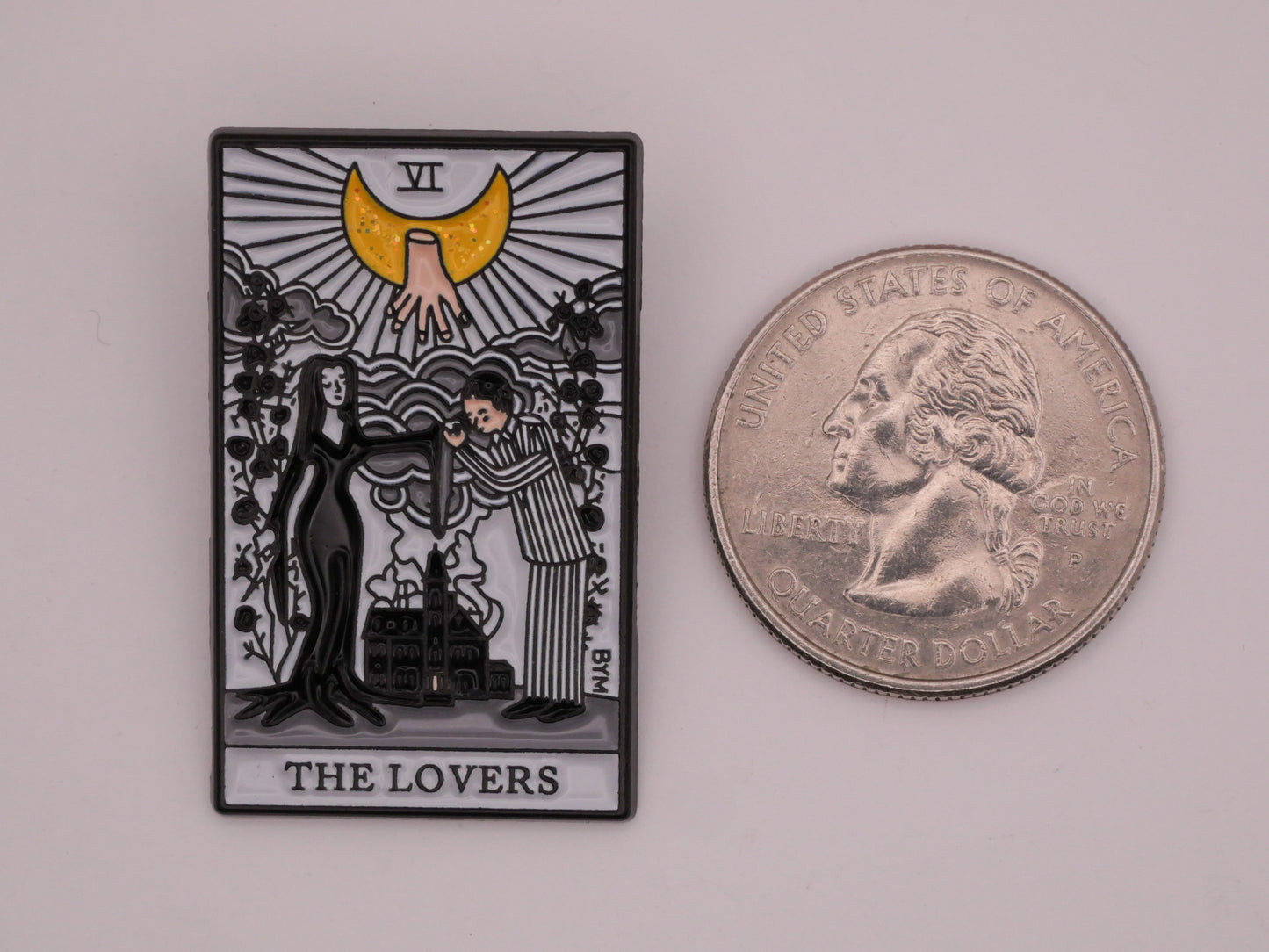 The Lovers Tarot The Addams Family Enamel Metal Large Button 22x36m