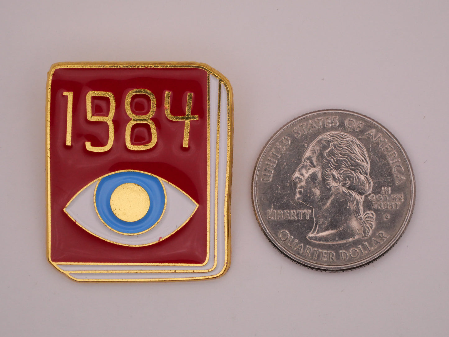 1984 Book Eye Red Enamel Metal Large Button 28x33mm