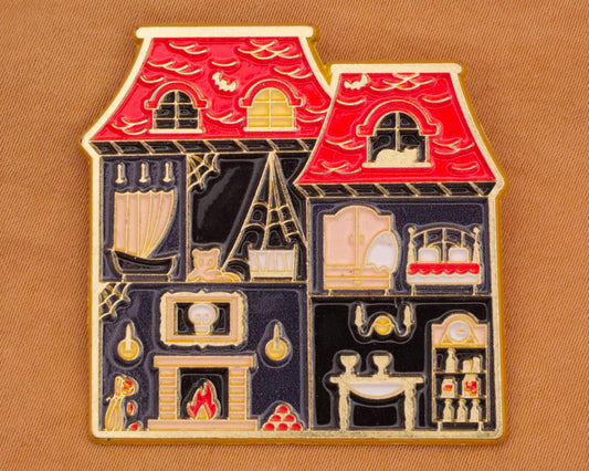 Haunted Mansion Dollhouse House Enamel Metal Large Button 40x41mm