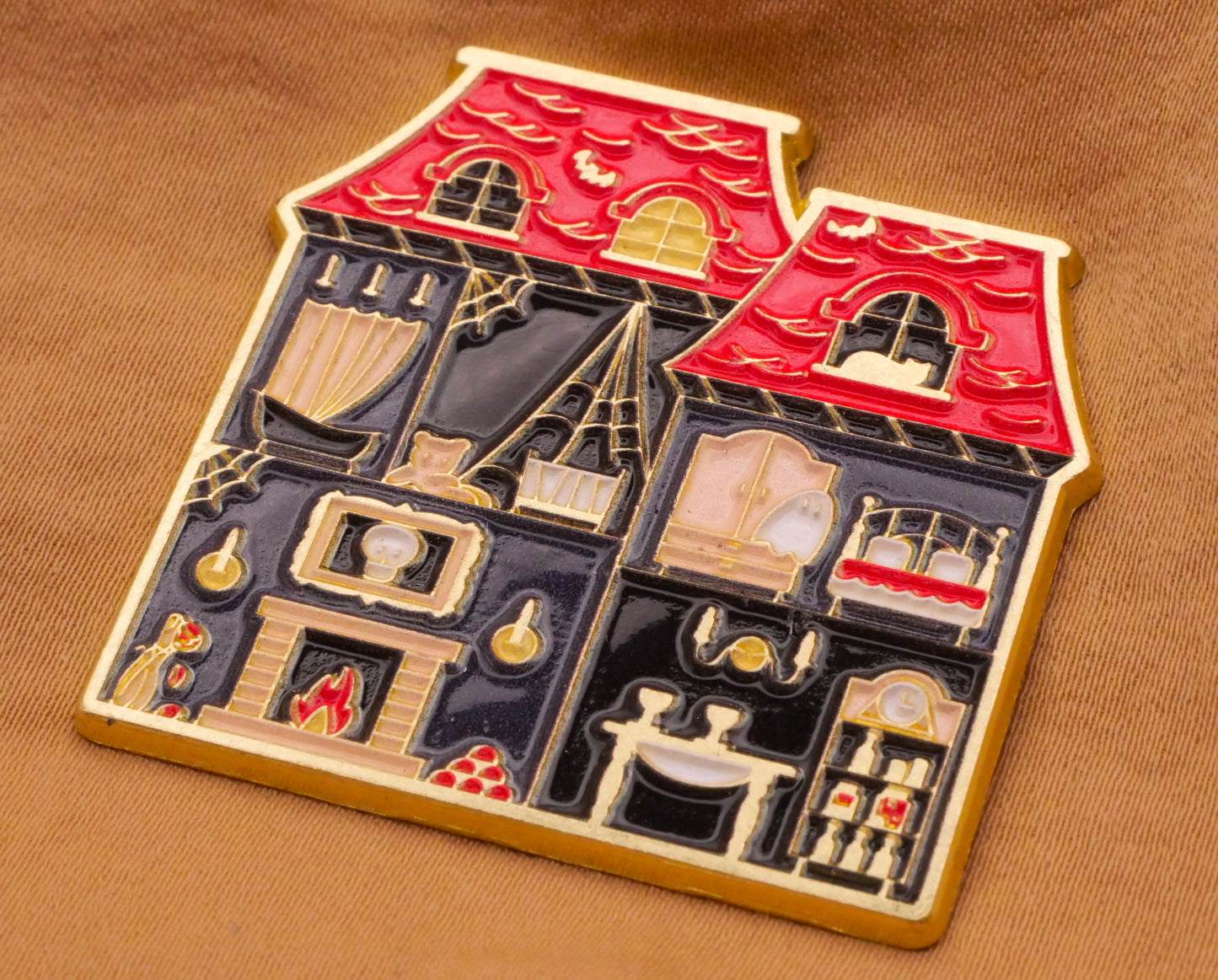 Haunted Mansion Dollhouse House Enamel Metal Large Button 40x41mm