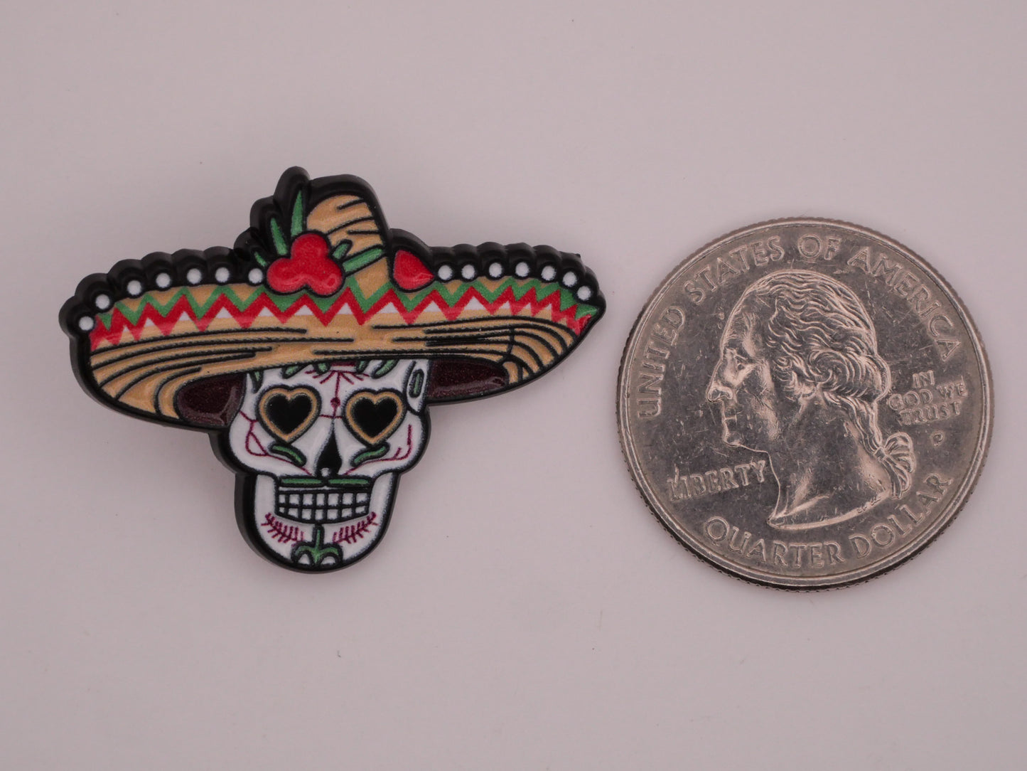 Sugar Skull Skeleton Hat Dios de Muertos Enamel Metal Large Button 26x36mm