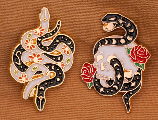 Snake Celestial Flower Enamel Metal Button Various 19-31mm
