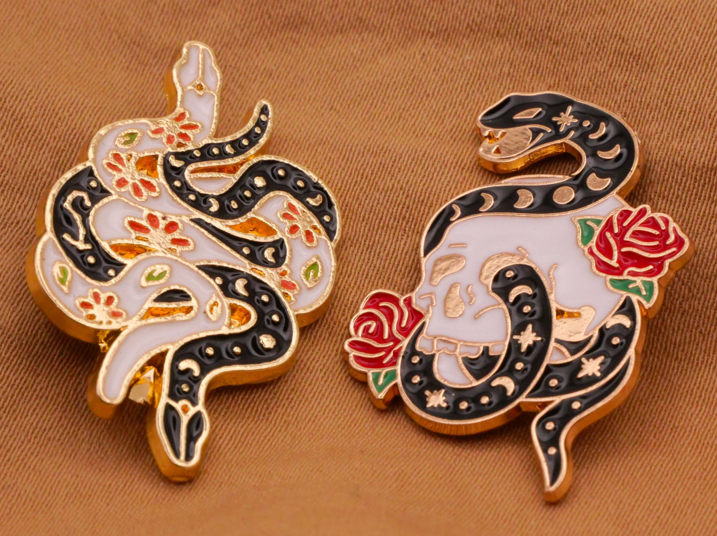Snake Celestial Flower Enamel Metal Button Various 19-31mm