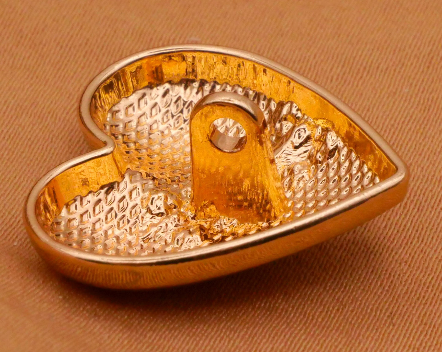 Broken Heart Stitches Gold Metal Button 22mm