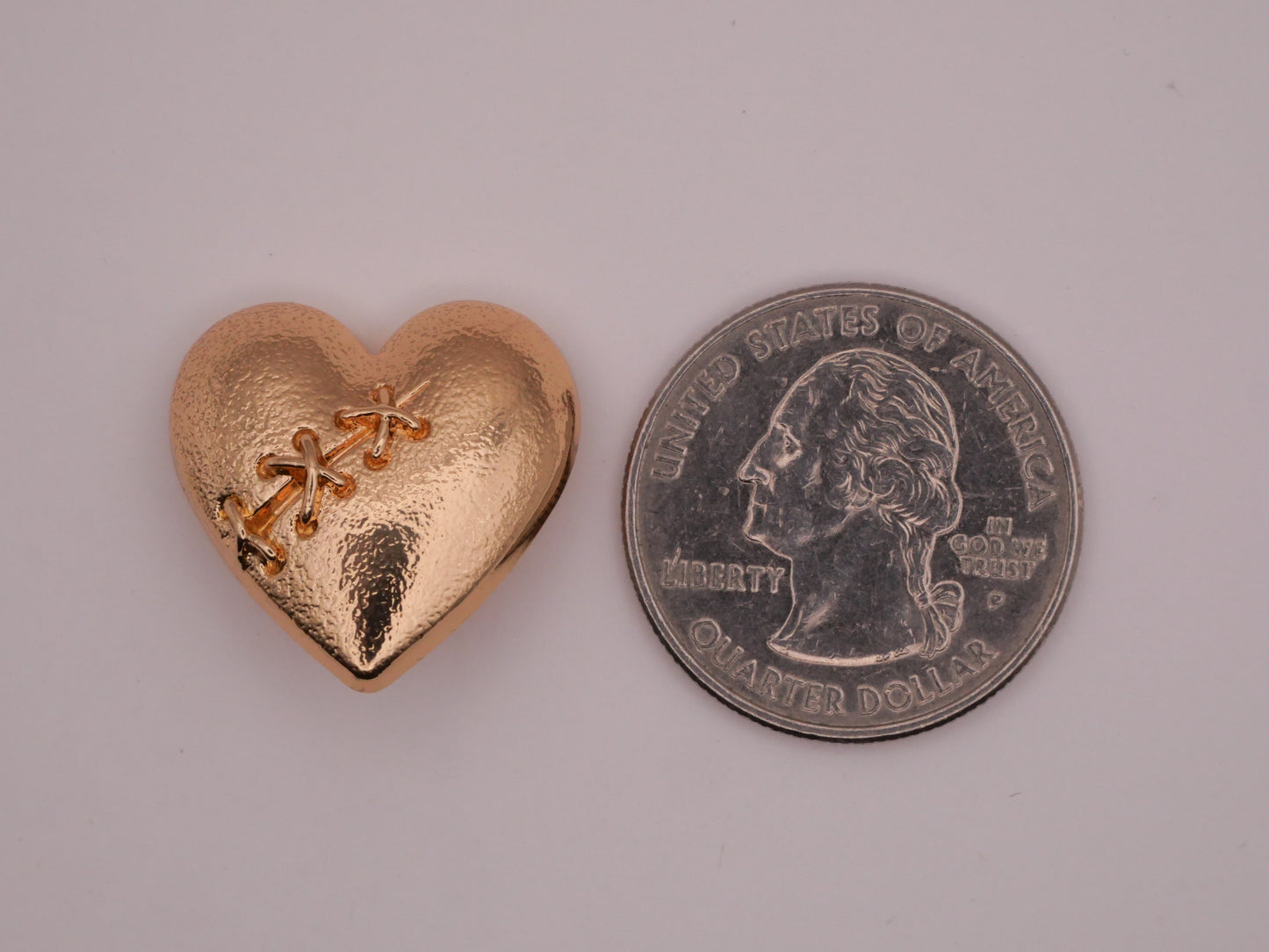 Broken Heart Stitches Gold Metal Button 22mm