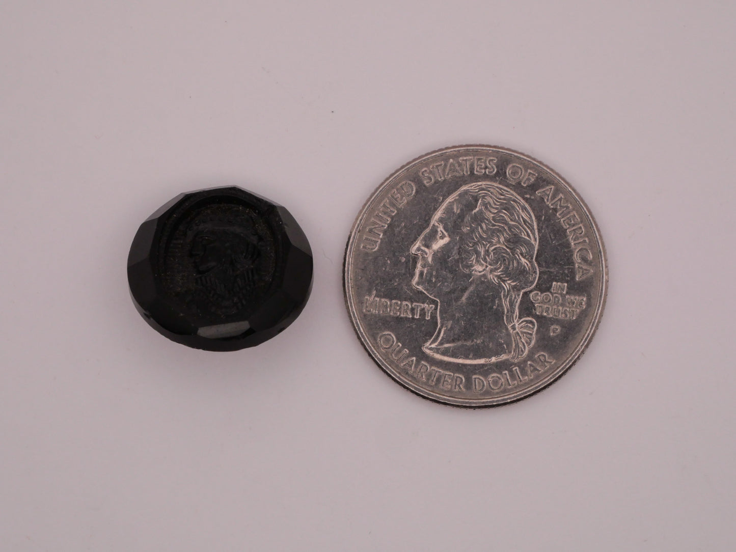Renaissance Fashion Portrait Cameo Antique Black Glass Button 17mm