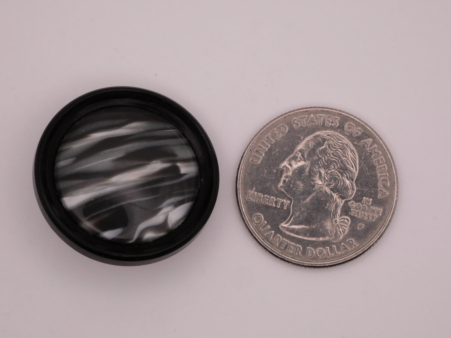 Marble Look Black White Grey Vintage Plastic Button 27mm