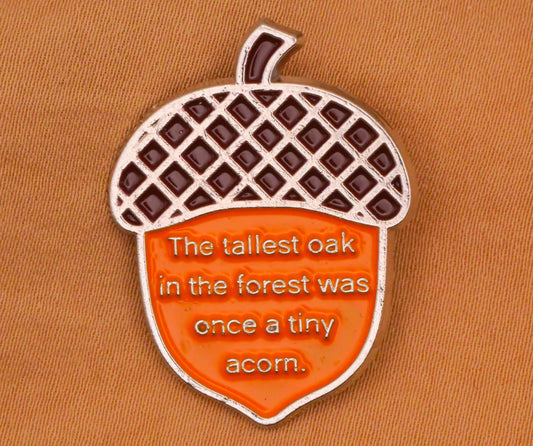 Acorn Oak Tree Verbal Enamel Metal Button 24x31mm