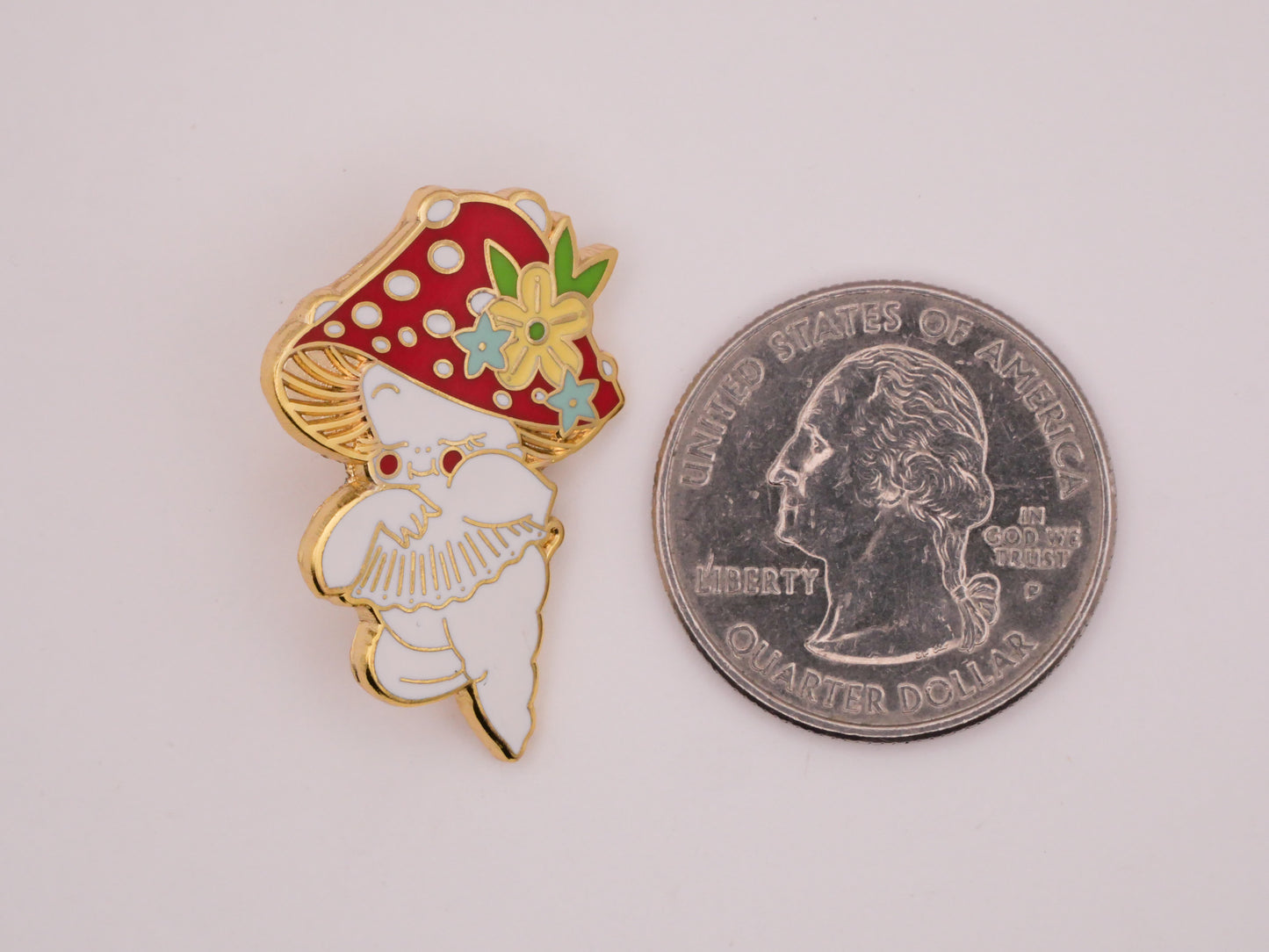 Mushroom Anthropomorphic Enamel Metal Button 21x30mm