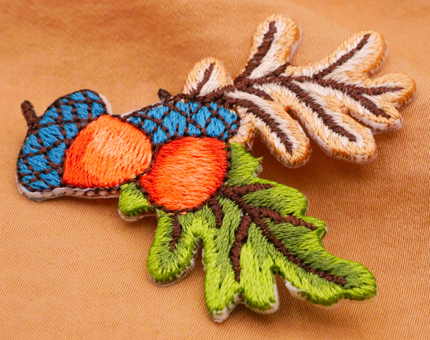 Acorns Leaves Embroidered Iron-On Patch Embellishment 44x51mm